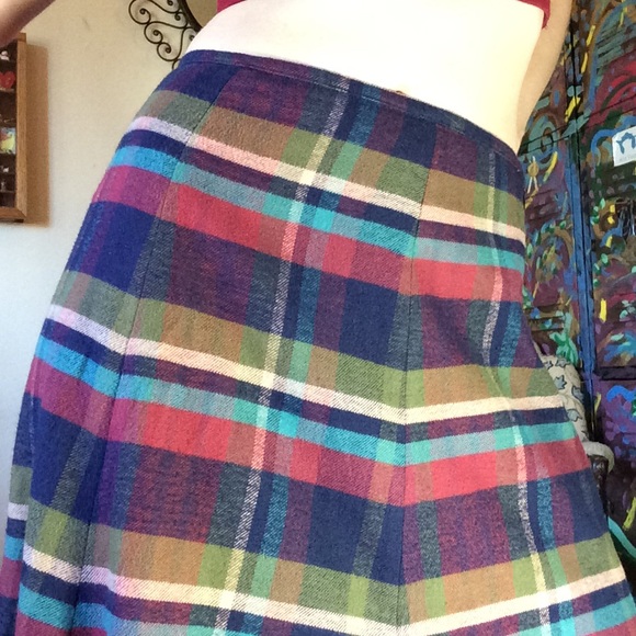 J. Peterman Maxi Plaid Lace Trim Skirt - Picture 3 of 5